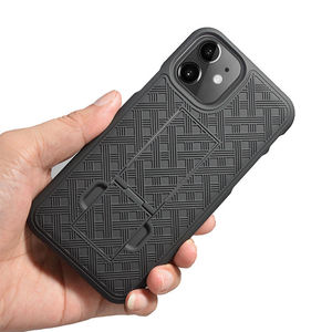 IPhone 12 Pro Mini için dönebilir klip braketi telefon kabuk ile dokuma desen cep telefonu kılıfı - Product Image 6