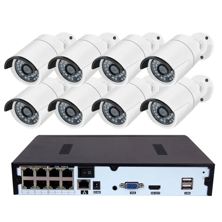 H.265 8CH 3MP POE IP NIGHT VISION Bullet IR Security CCTV Camera System NVR Kit Outdoor