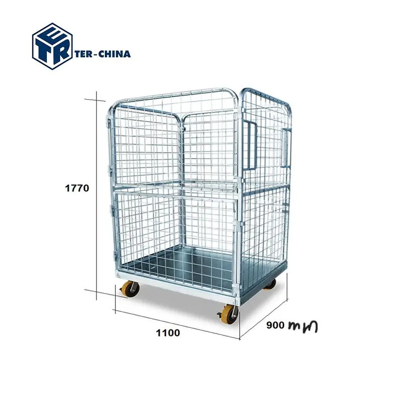1100x900 xh1770, склад, оцинкованная передвижная клетка, каркас, каркас, тележки, тележки для белья