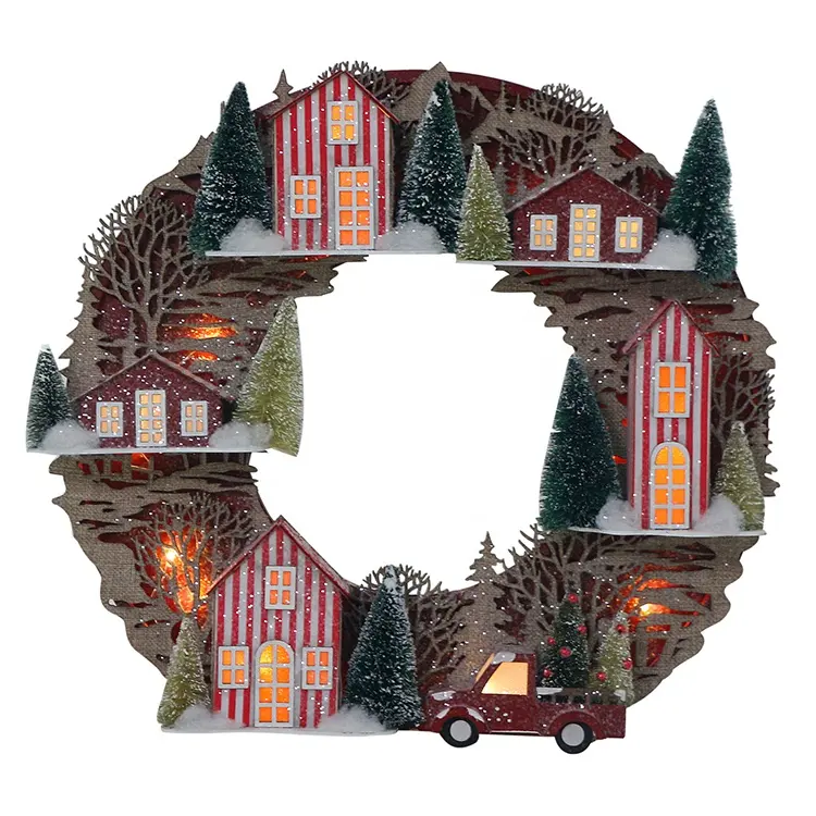 Sote hf02 decoração de natal, 41*40 cm, casa de enfeite de natal com luz, pingente de ornamento