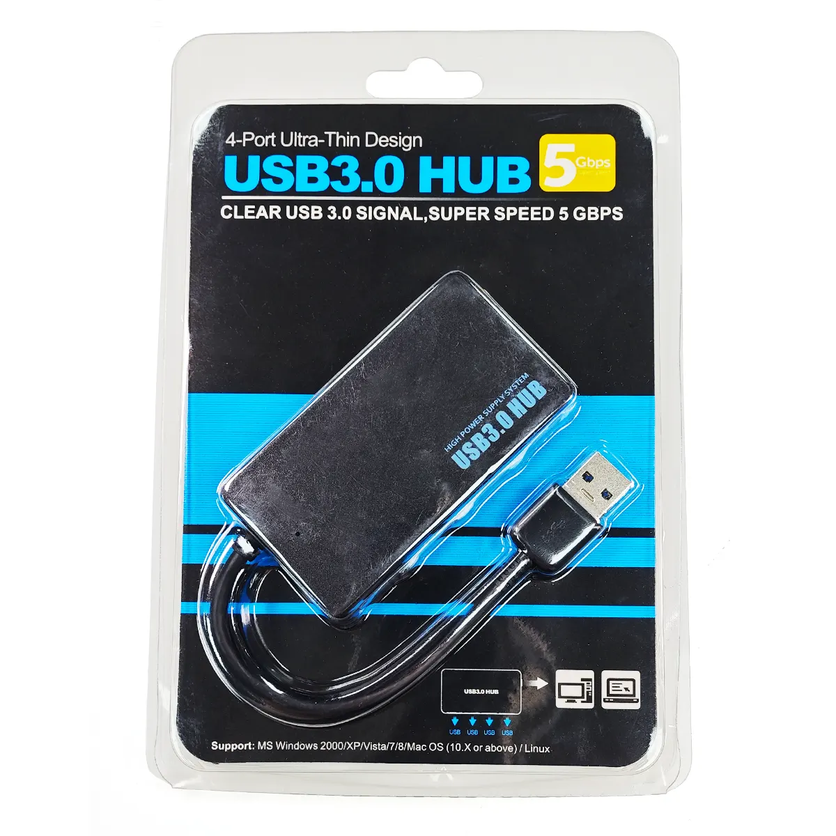 USBハブUSB3.0ハブ外部4ポートアダプタースプリッターUSBエキスパンダープラグアンドプレイ (ラップトップPCコンピューターアクセサリー用)