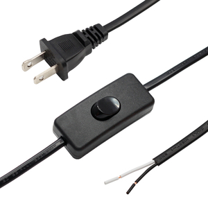 USA Standard Two PIN Plug Online Switch PVC <strong>NISPT</strong>-1 <strong>2</strong>*0.824mm 18AWG Power <strong>Cord</strong> with Tail Half off Processing - Product Image 1