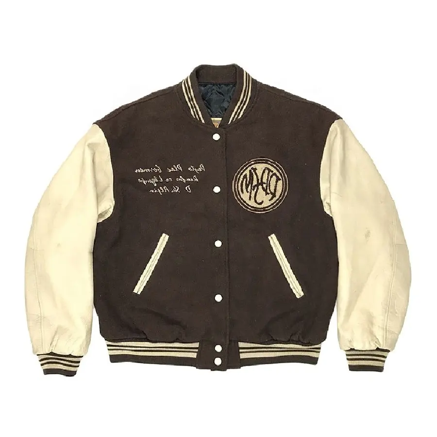 Hersteller benutzer definierte bestickte Chenille Patches Logo Letterman Jacke Männer Varsities Jacke Bomber jacke