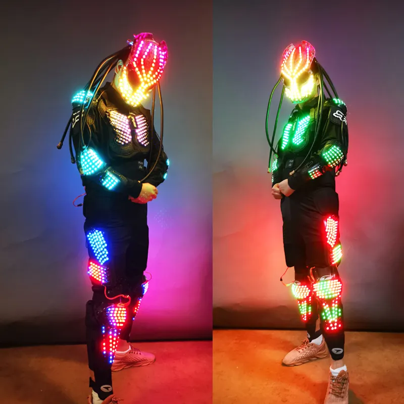 Disfraz de Robot de baile LED que cambia a todo Color, traje luminoso para escenario y actuaciones de fiesta