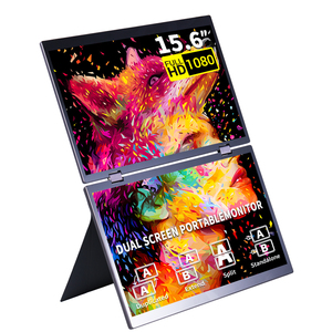 Monitor LCD de 15,6 pulgadas FHD de doble pantalla, monitor de 1080P, portátil, plegable, para juegos inteligentes, pantalla Triple, Monitor de ordenador