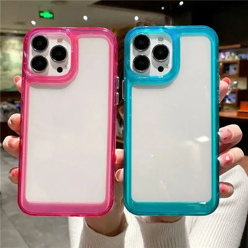 Minimalism Ins Wind Solid ColorBorder Thickening Phone Cover Apple Mobile Phone Case Accessories 2024 For Iphone 15 11 13 14