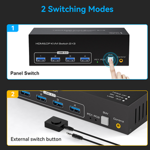 8K Triple 2 Displayport HDMI USB 3,0 KVM Switch 3 monitores 2 ordenadores 4K 144Hz 2x3 Triple Monitor KVM Teclado Ratón Switcher