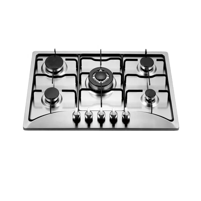 Supporto servizio di personalizzazione costruito nel piano cottura a Gas pannello interno in acciaio inox costruito in ghisa cucina 5 bruciatore stufa a Gas