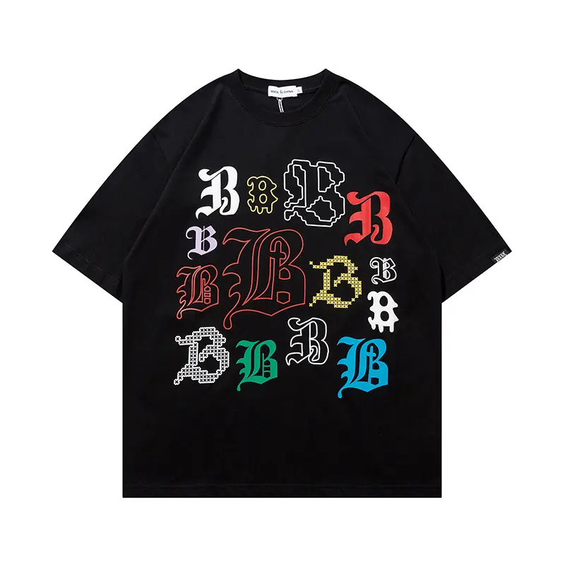 Camiseta de manga corta para hombre, 100% algodón, personalizada, de alta calidad, hip hop, grafiti, alfabeto, estampado, nicho, pareja, suelta