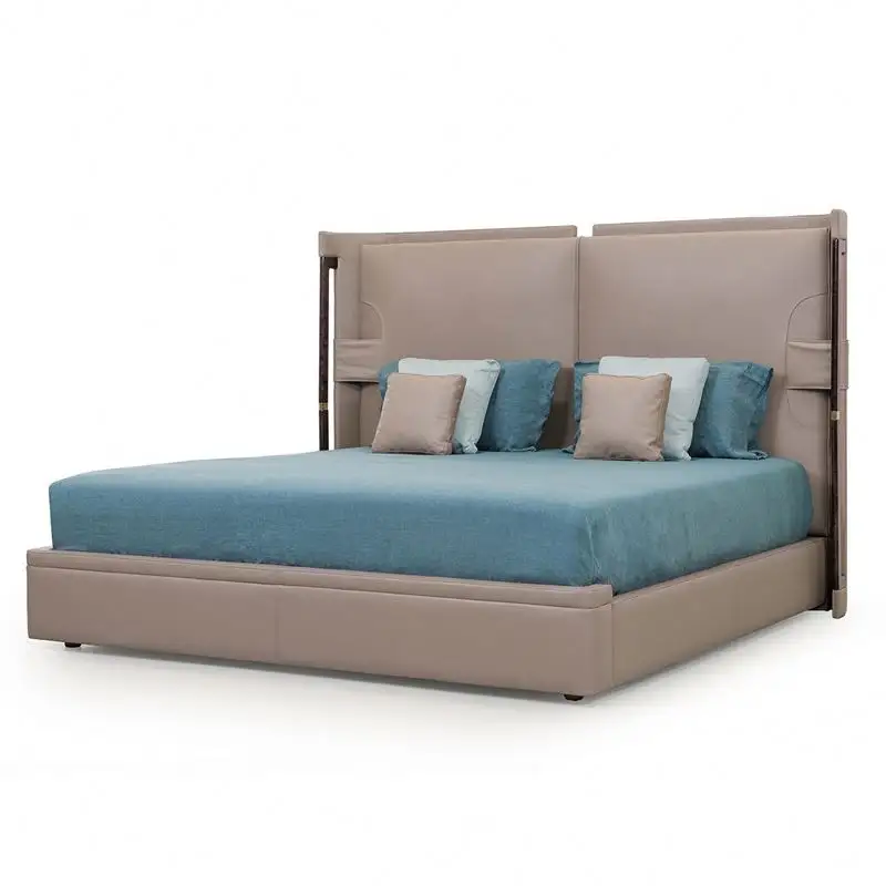 Muebles de dormitorio modernos cama italiana de lujo nuevos 2021 diseños de cama muebles de cama de cuero