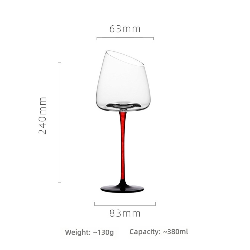Red rod diagonal low red wine glass (single)