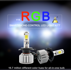 สไตล์ใหม่ RGB V18 ไฟหน้ารถ LED 72W พร้อมคุณสมบัติกันน้ําใช้งานร่วมกับ H7 H13 H4 H8 H11 9005 9006 รุ่น - Product Image 5