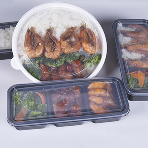 Lebensmittel behälter Verpackung zum Mitnehmen Bento Lunchbox 2 3 Portion Fach schwarz Boden behälter mit Deckel - Product Image 6