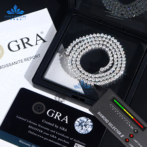 สร้อยข้อมือคุณภาพสูง3มม. GRA VVS Moissanite สร้อยคอเทนนิสทำจากน้ำแข็งสร้อยข้อมือ3ง่ามพร้อมด้วยเครื่องทดสอบเพชรของขวัญสายโซ่เคลือบทองสำหรับปาร์ตี้ - Product Image 4