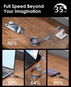 1M Usb A To Usb Type C Tidyสายดูดซับแม่เหล็กFastชาร์จ 240W Usb-Cโทรศัพท์แม่เหล็กChargerสายแม่เหล็กสําหรับIp - Product Image 4