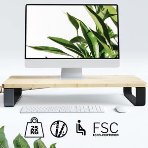 Soporte de mesa de escritorio portátil, plancha de metal, bambú, pc, monitor de ordenador portátil - Product Image 5