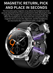 มาใหม่ล่าสุดแฟชั่นนาฬิกาสมาร์ท 2024 T95 2 in 1 BT โทร Heart Rate ความดันโลหิตกีฬาสมาร์ทวอท์ชพร้อมหูฟัง