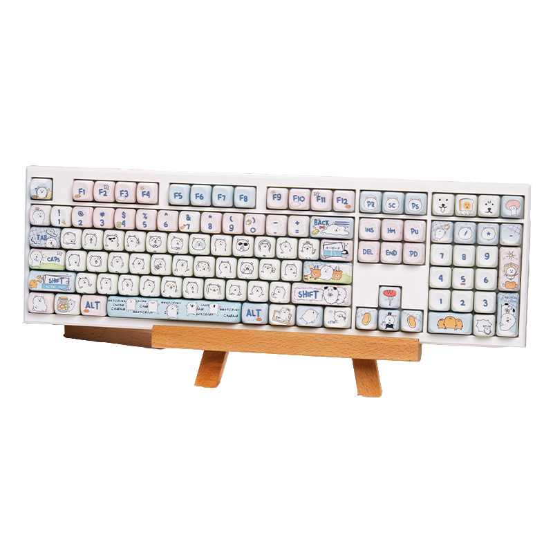 White-Z108 Keyboard+M-OA Bear Keycaps