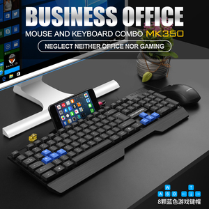 Juego de teclado y ratón USB con cable de Venta caliente, soporte para teléfono de oficina de negocios, teclado con teclas azules - Product Image 5