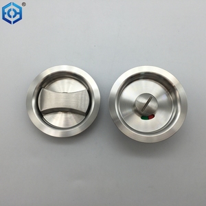 Silver Round Privacy Sliding Pocket Door <strong>Lock</strong> <strong>with</strong> Color <strong>Coded</strong> Indicator Function - Product Image 1