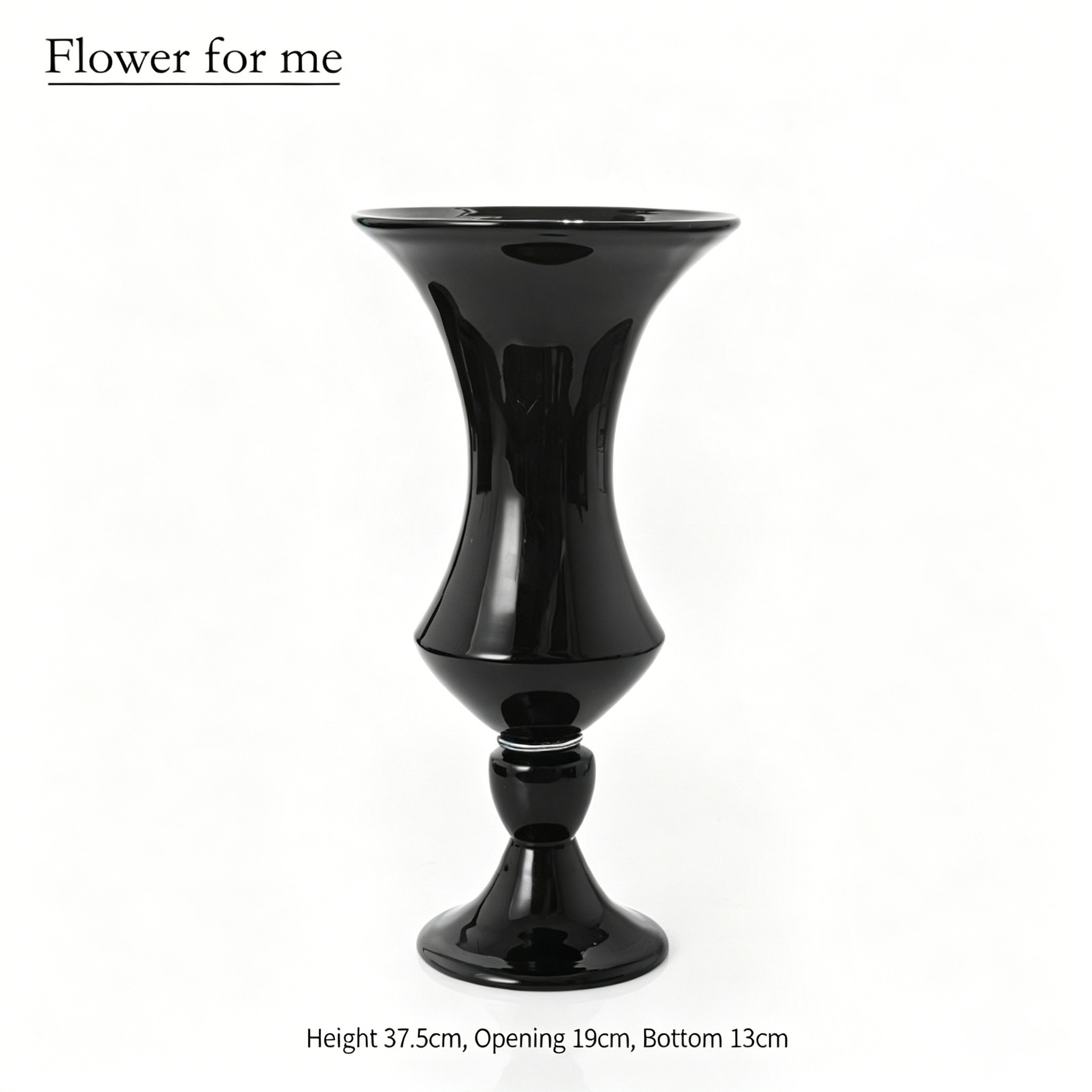Hauteur 37,5 cm Obsidienne noire émaillée à large ouverture, grande taille