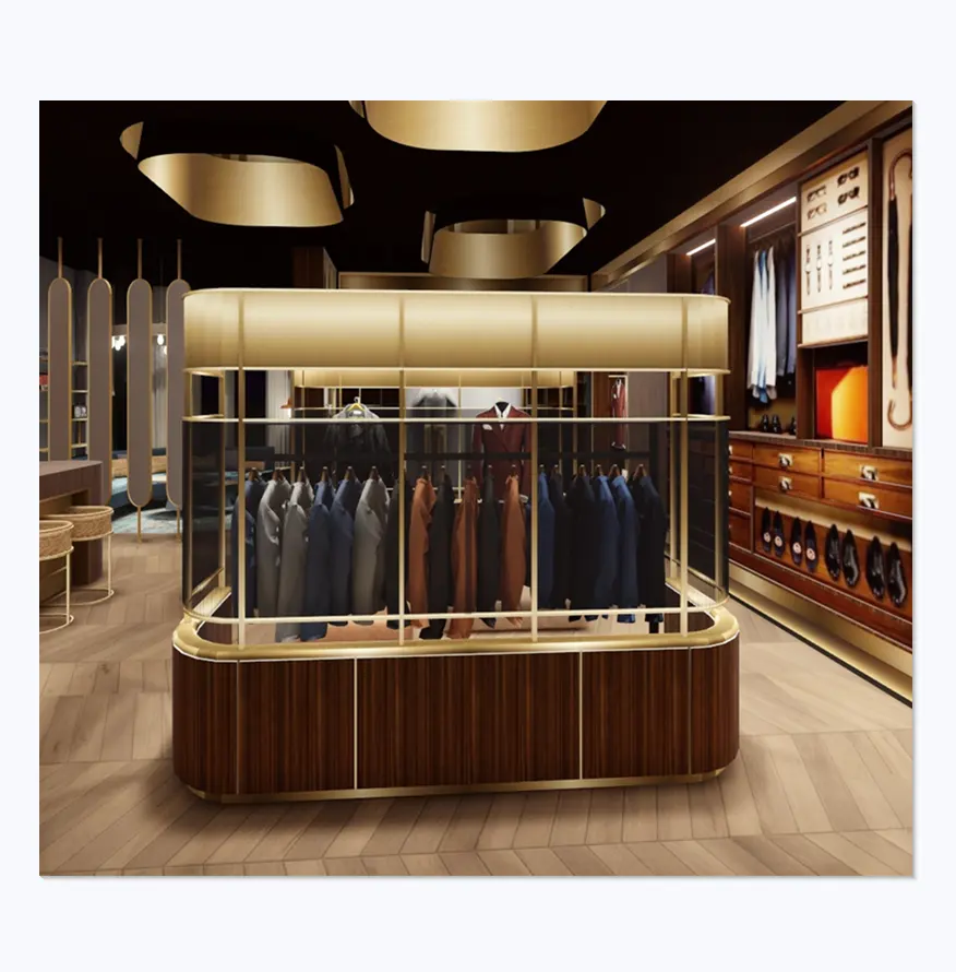 High End Elegant Tailor Retail Suit Shop Fitting Design for Men, Man Suit Shop Interior Design Furniture, Suit Shop Furniture