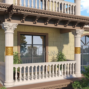 QUYANG Custom Large Square Konstruktion Dekorative Naturstein Balustrade Weißer Marmor Runde Römische Säule