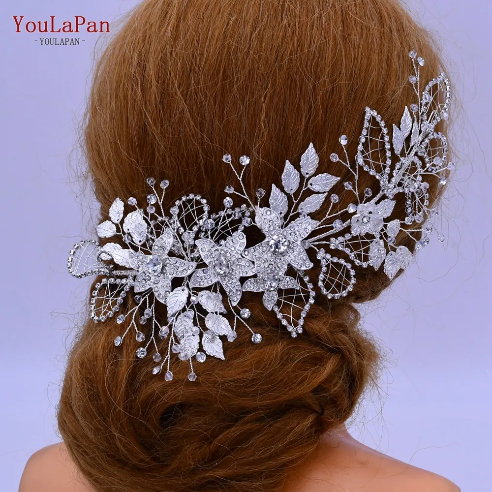 Youlapan HP282 Legierung Strass Kopf bedeckung Festzug Hochzeit Haarschmuck Braut Stirnband Frauen Blatt Blume Haarschmuck