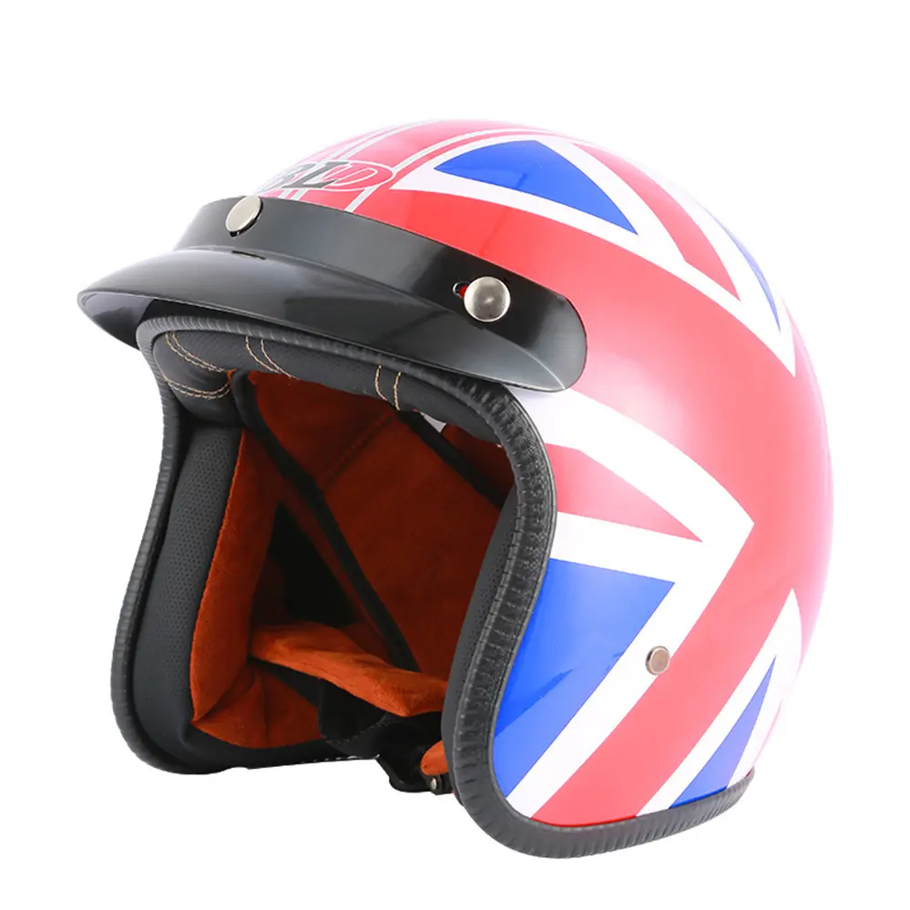 사용자 정의 인쇄 빈티지 오토바이 헬멧 드롭 배송 3/4 복고풍 오픈 페이스 헬멧