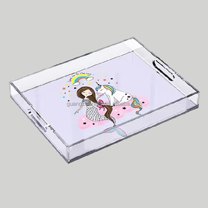 透明亚克力托盘矩形亚克力托盘，带纸插件 - Product Image 4