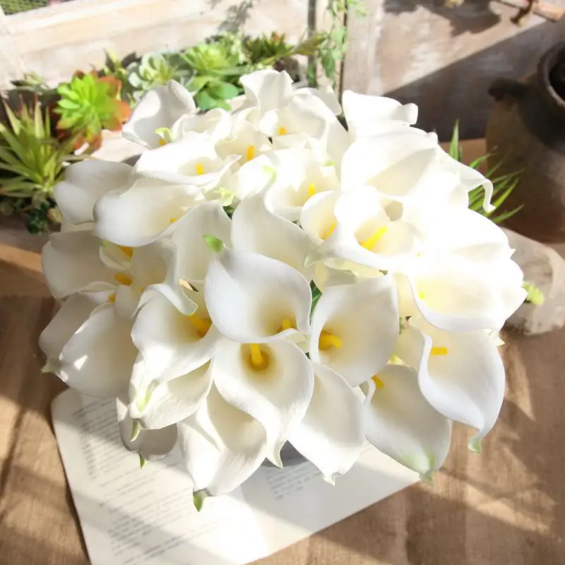 Haute qualité décorative vraie touche blanc fête de mariage décoration de la maison Pu fleurs artificielles Calla Lily