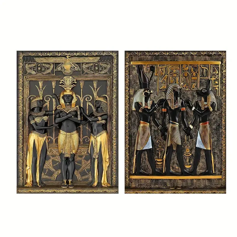 Черно-Золотая Древняя египетская живопись Современная Настенная живопись на холсте плакат и принты для гостиной Cuadros домашний декор