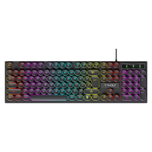 新产品TWOLF T80圆形键盘104按键USB彩虹背光防水游戏键盘机械感觉键盘 - Product Image 3