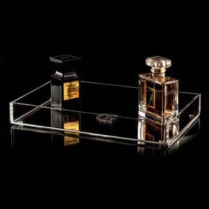 长方形经典丙烯酸香水托盘手工制作的丙烯酸存储展示托盘 - Product Image 1