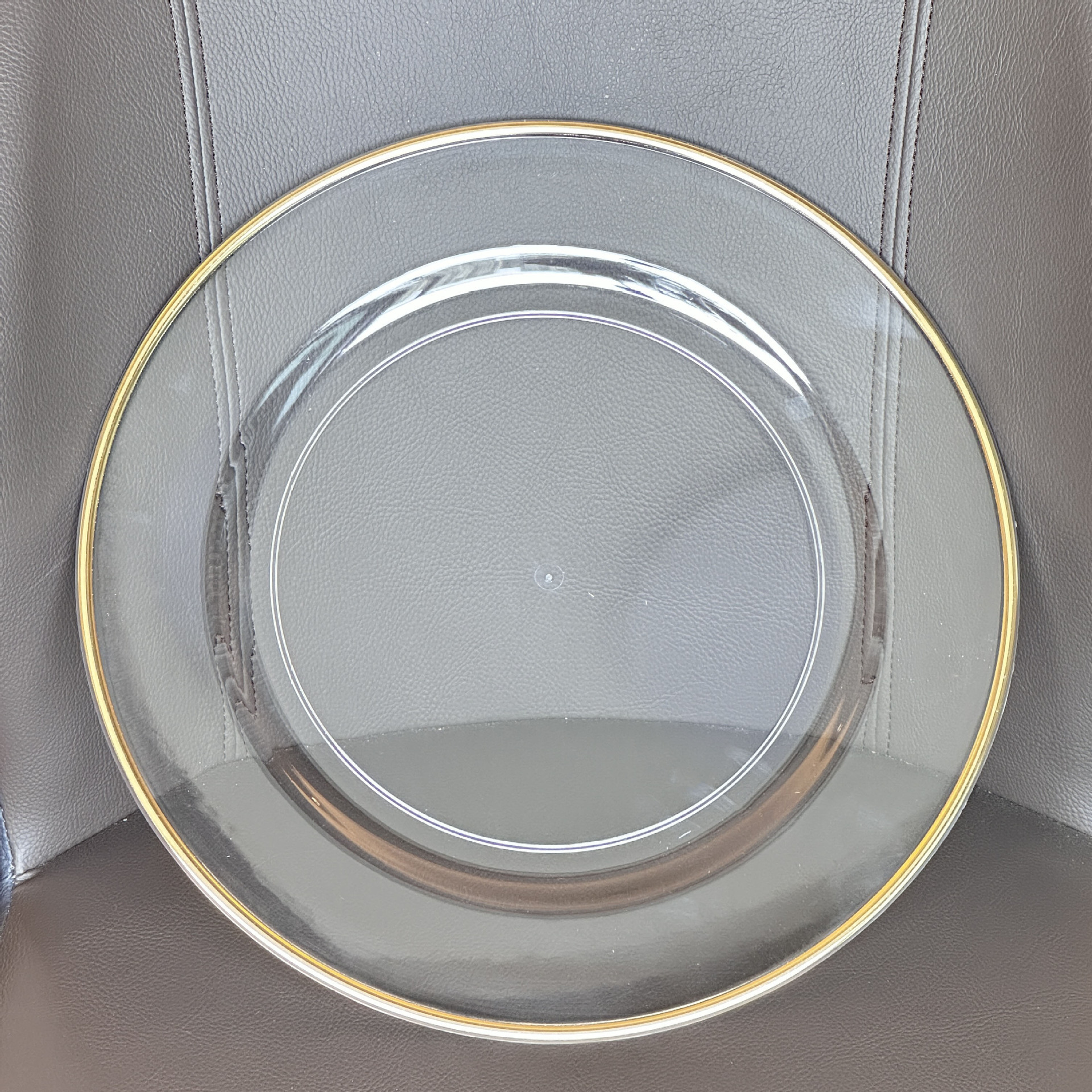 Clear with gold rim