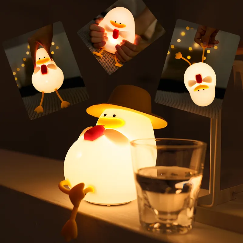 Lámpara recargable de luz nocturna de pato para niños, lámpara Led con batería USB, mesita de noche, regalos de cumpleaños de Anime, decoración de dormitorio