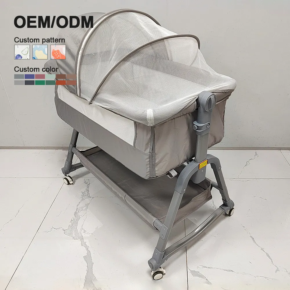 Hauteur réglable 3-en-1 moderne en métal bébé berceau à bascule nouveau-né infantile berceau de chevet pour salon chambre à coucher