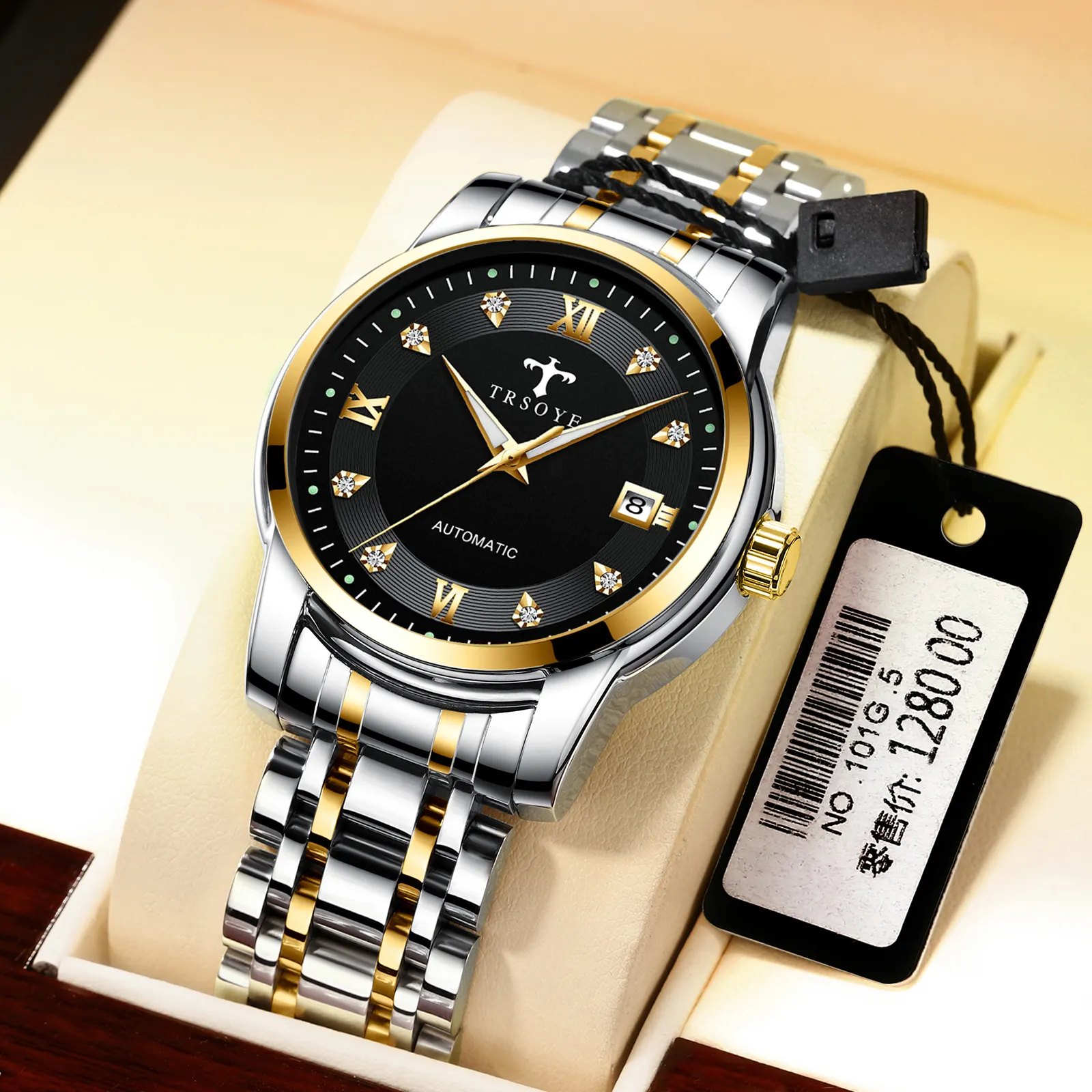 Reloj Automático clásico para hombre, pulsera personalizada, reloj mecánico de esqueleto de lujo TRSJ8381
