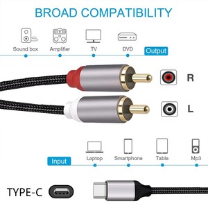 Cable de Audio USB C a RCA tipo C a 2RCA Y RCA divisor macho Jack adaptador de enchufe altavoz estéreo auxiliar de coche cable amplificador - Product Image 2