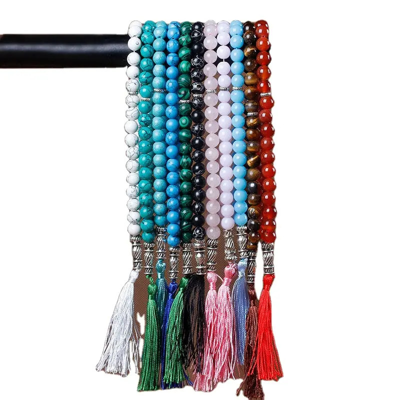 Perline di pietra naturale islamico musulmano Tasbih Allah boad sublimazione 33 perline bracciali agata cristallo giada braccialetto rosario musulmano