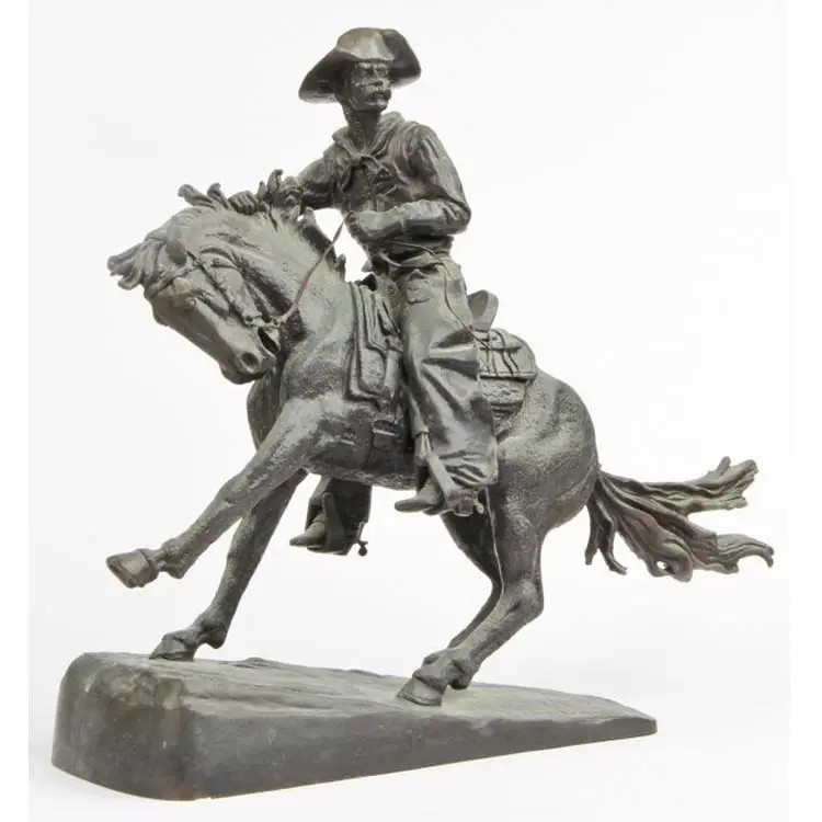 Diseño personalizado tallado a mano caballo de Metal figuras de bronce fundido latón vaquero y caballo estatua escultura para la decoración del hogar