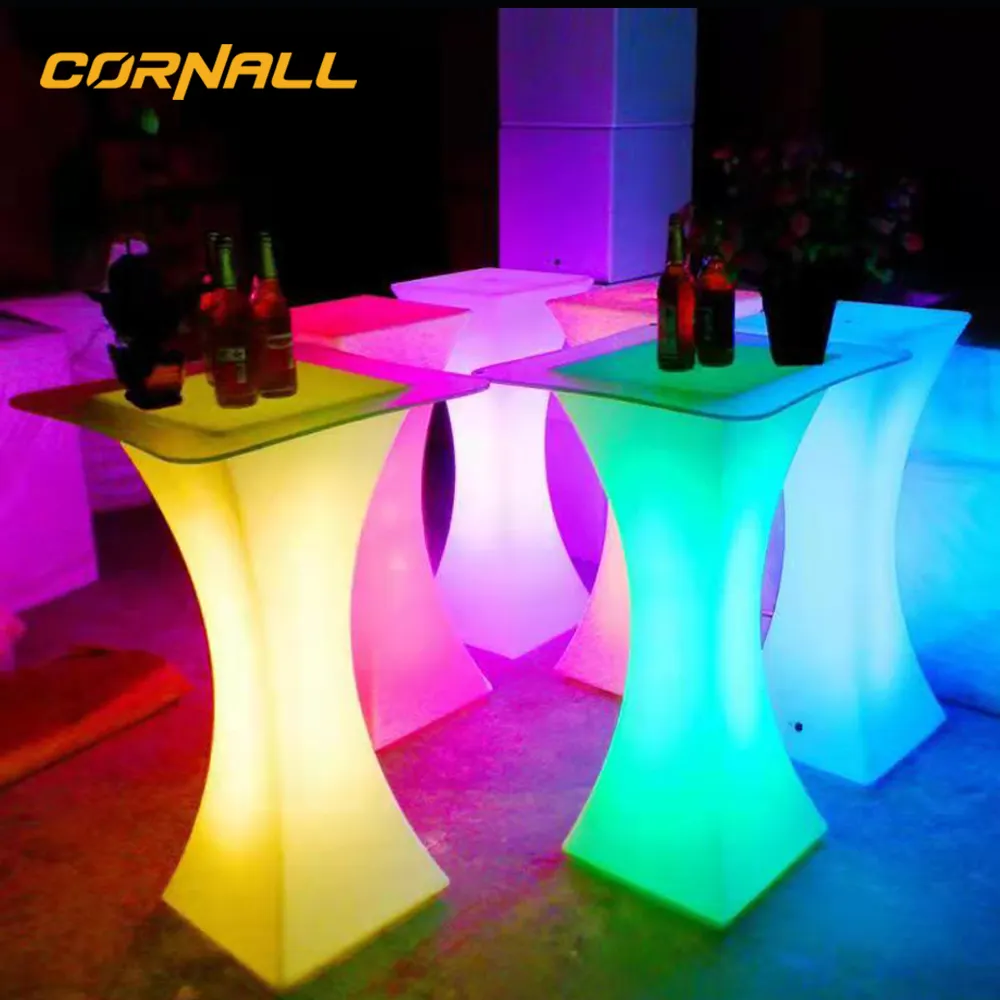 Muebles LED de plástico para club, conjunto de mesa y silla