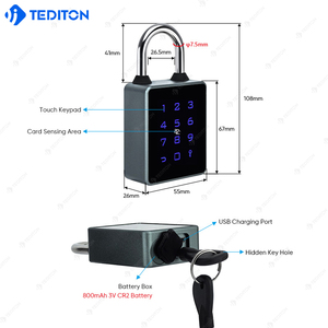 Tediton güvenlik kombinasyonu NFC asma kilit Ttlock/Tuya App asma kilitler ve toplu akıllı asma kilit candado con huella dijital tuşları