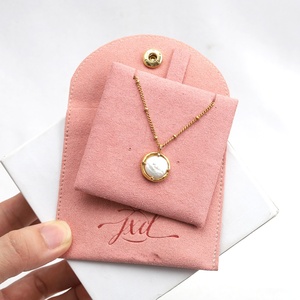Individueller Prägungsschlüssel Knopf-Mikrofasertuch Schmuckbeutel mit Einsatzpad Halskette Ring Verpackung Klappen Wildleder-Schmuckbeutel - Product Image 5