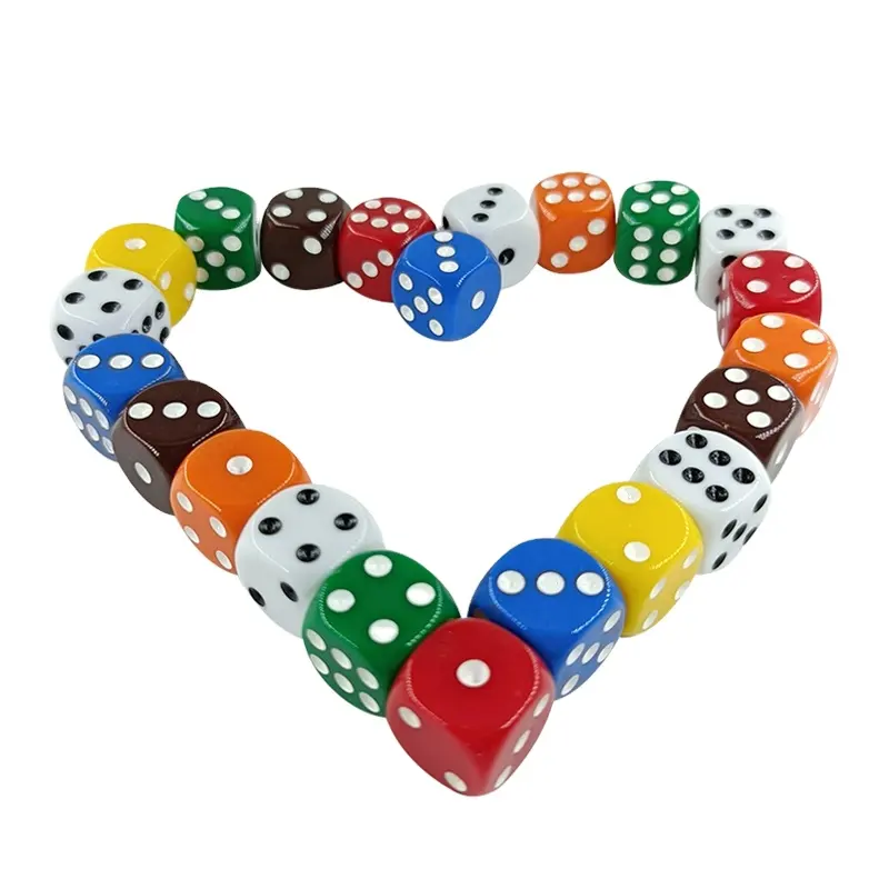 14mm Round Corner and Squared Corner Colored Dots Plastic dice for Casino and Board Game