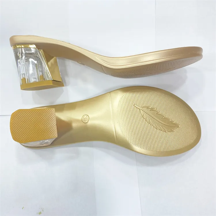 Hohe beständigkeit hohe ferse pu material schuhsohle für dame sandalen
