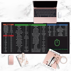 Venta caliente teclas de acceso directo en inglés alfombrilla de ratón de personalización de gran tamaño para PS Excel CAD Office pad