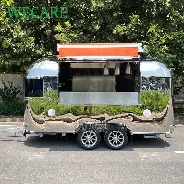 Wecare fast airstream foodtruck móvel cozinha restaurante carro cerveja churrasco van concessão trailer pizza food truck com varanda