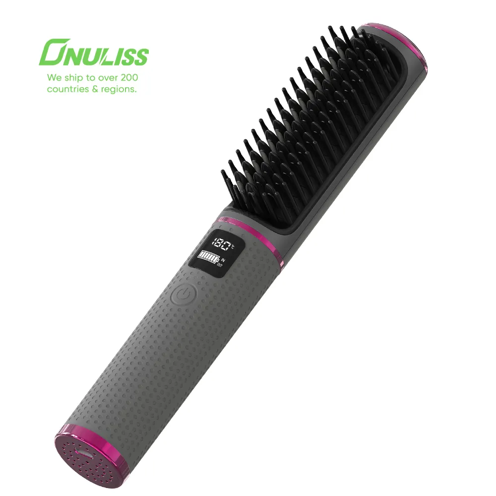 Wireless Ionic Hair Straightener Brush Hot Comb MCH Heating Smoothing Brush Flat Iron Hot Hair Straightener Comb