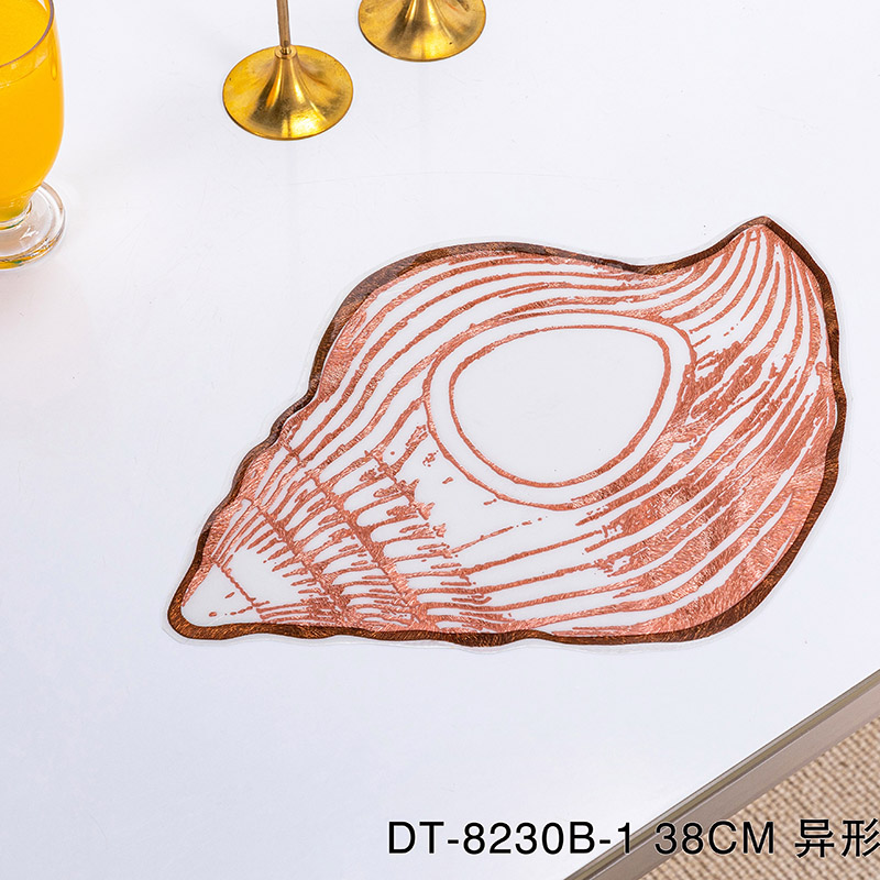 Sea Shell Shape Irregular Cute Gold Dinning PVC Plastic Placemats